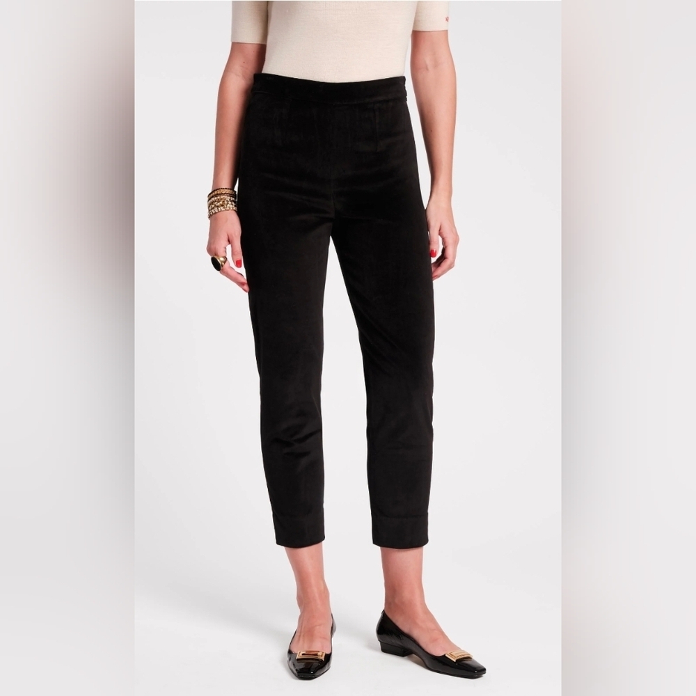 Frances Valentine Lucy Velvet Cigarette Pant: Black‎